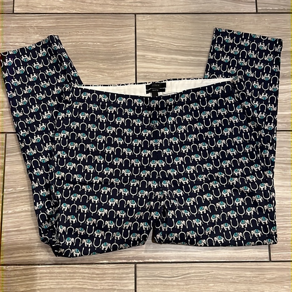 NWOT โผ๏ธ J Crew Sz 12 Martie Stretch Cropped Slim Fit Printed Trouser Pant